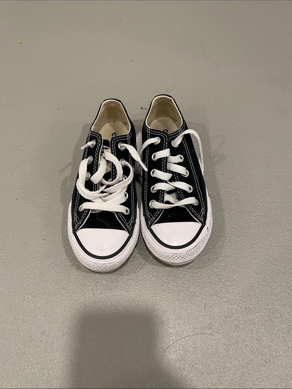 Kids Low-Top Black Canvas Sneakers with White Accents